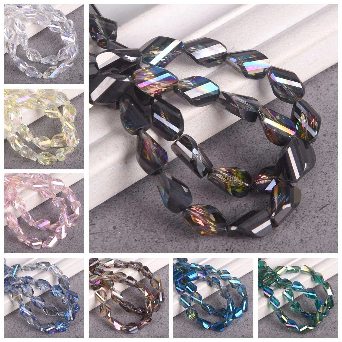 

20pcs Helix Shape 11x8mm Shiny Colorful Faceted Crystal Glass Loose Beads For Jewelry Making DIY Crafts Findings