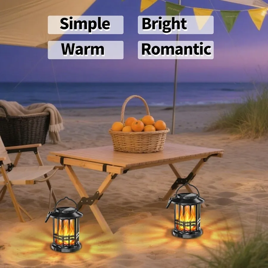 الفوانيس الشمسية في الهواء الطلق مقاوم للماء لهب وامض فوانيس المناظر الطبيعية تعمل بالطاقة الشمسية أضواء معلقة في الهواء الطلق ديكور لساحة الحديقة #6