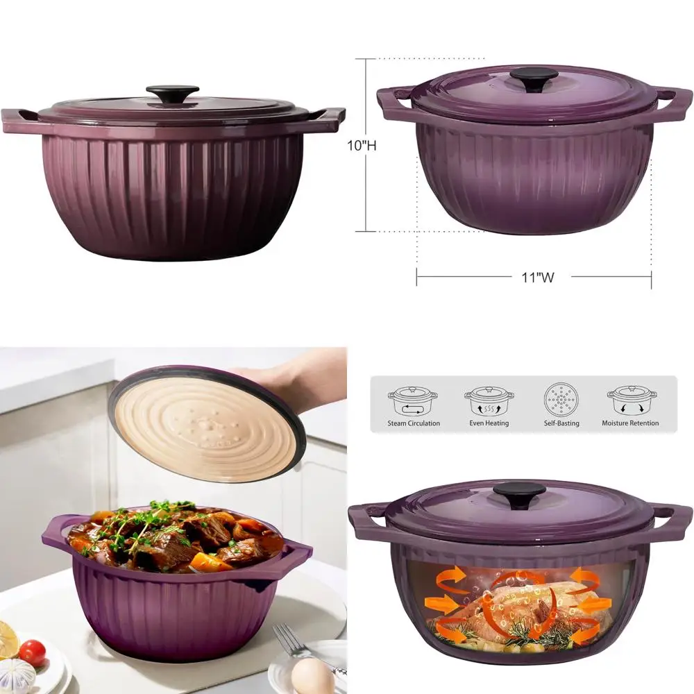 

Эмалированная чугунная голландская духовка, 5-литровая посуда с крышкой, прочная эмалированная кастрюля, чугунная кухонная утварь цвета fig