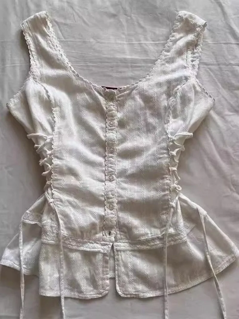 

Casual Y2k Crop Tops Women French Elegant T-shits Slim Korean Clothing Vintage Harajuku Sweet Tees Office Lady 2000s Japanese