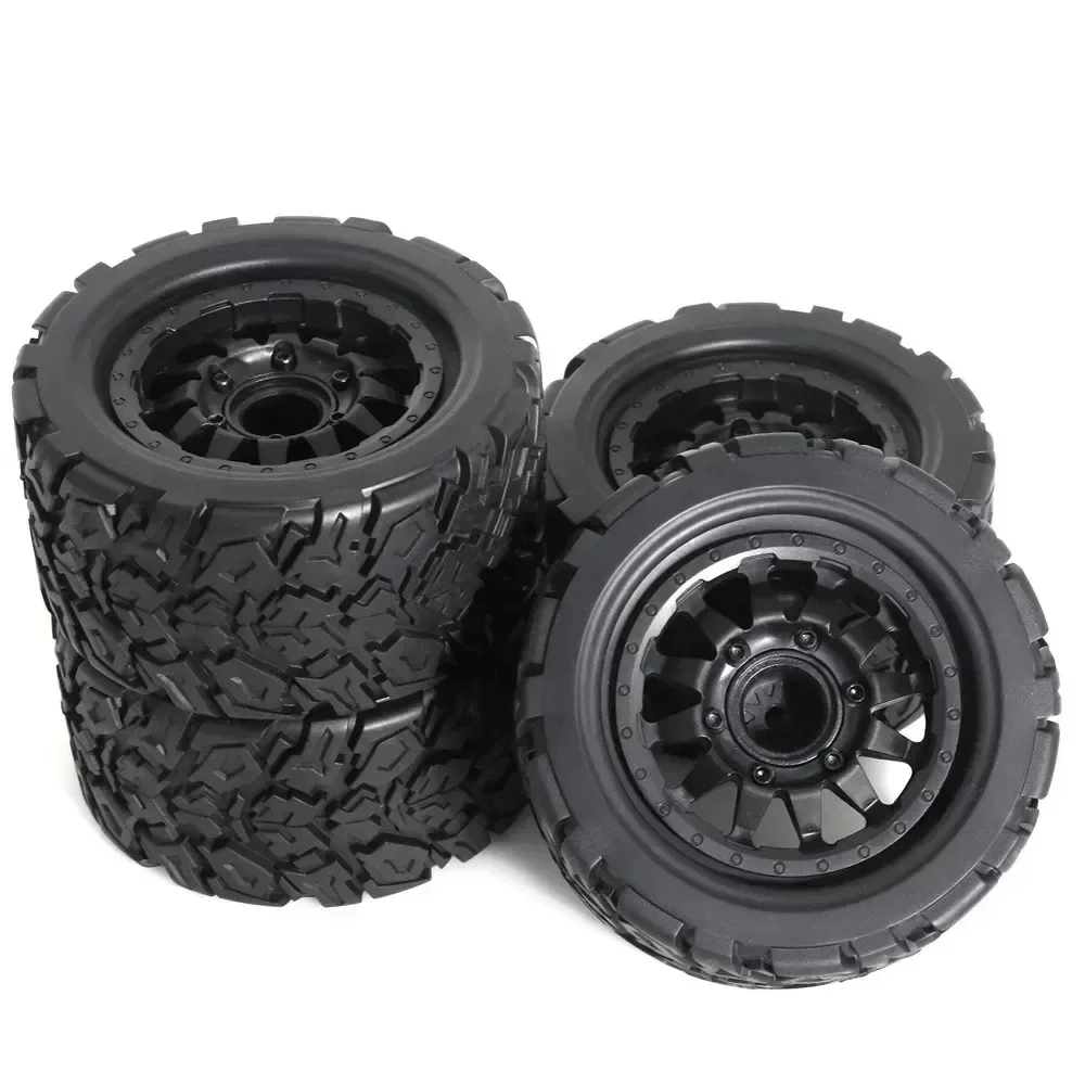 4pcs 1:10 RC Universal Tyres For Tamiya HPI Kyosho Arrma 1/10 Trucks Tyres Accessory RC Car 12-14mm Adaptor Plastic Tire Replace