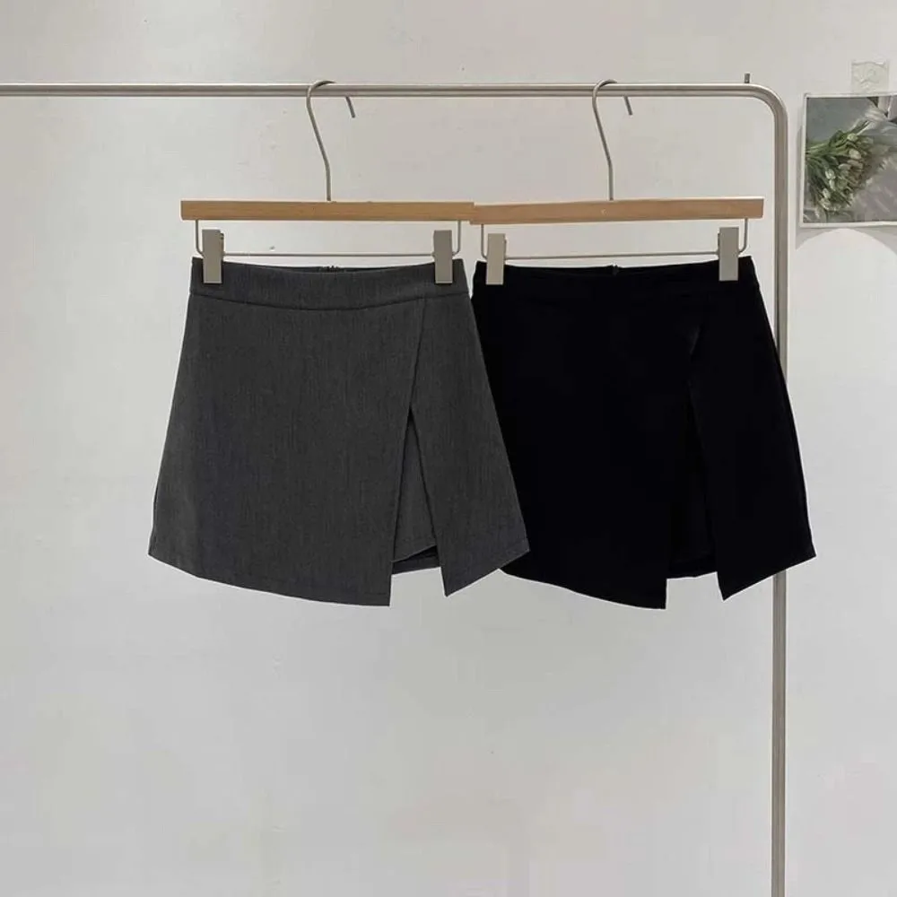 تنورة Ins Slit النسائية على شكل حرف a Y2K تنورة قصيرة غير متماثلة تنورة على طراز فتاة حارة مع شورت أمان للفتيات #4