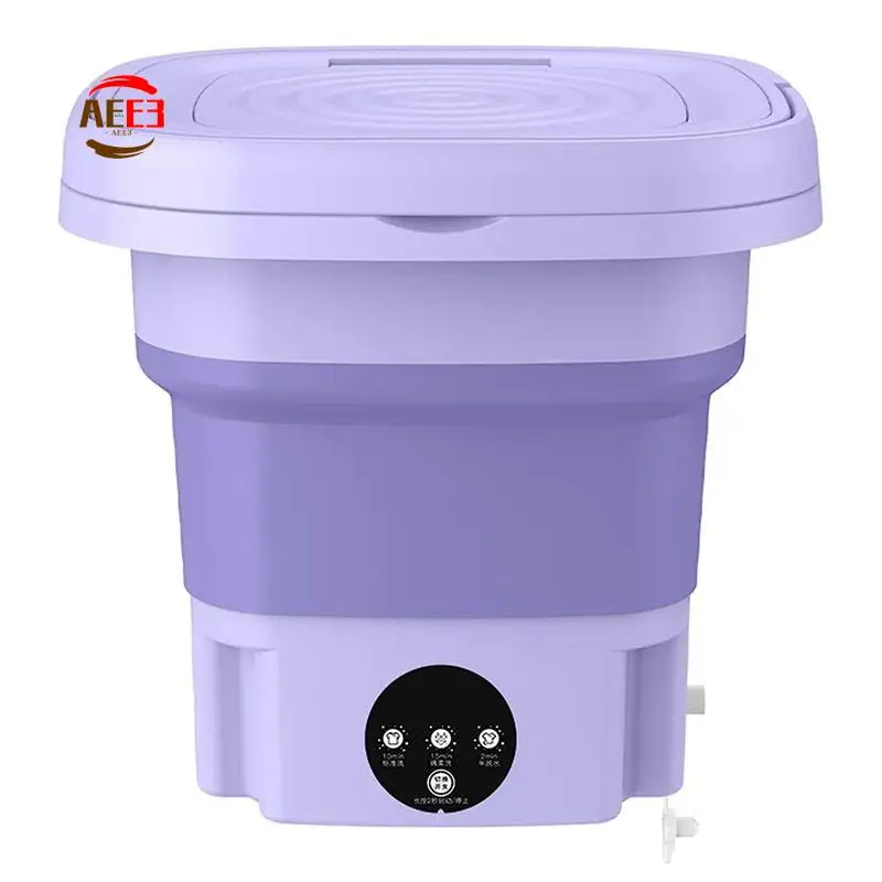 

AEE3-1 Piece Portable Washing Machine Folding Mini Washing Machine For Clothes US Plug Purple