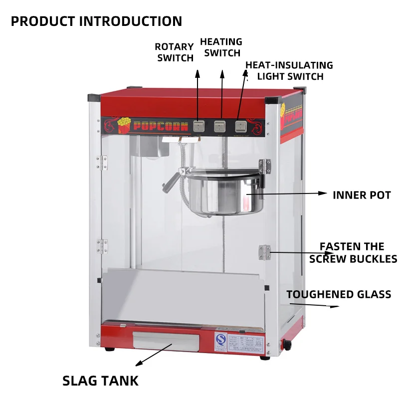 2022 صانع الفشار الكهربائي الأوتوماتيكي للسينما ماكينة صنع الفشار التجارية الصينية الصناعية