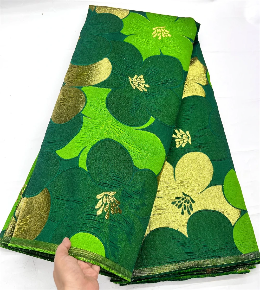 

Nigerian Big Flowe Brocade Jacquard Lace Fabric Pure African 5Yards Fashion Embroidered Lace Fabrics For Women Sewing Prom Dress