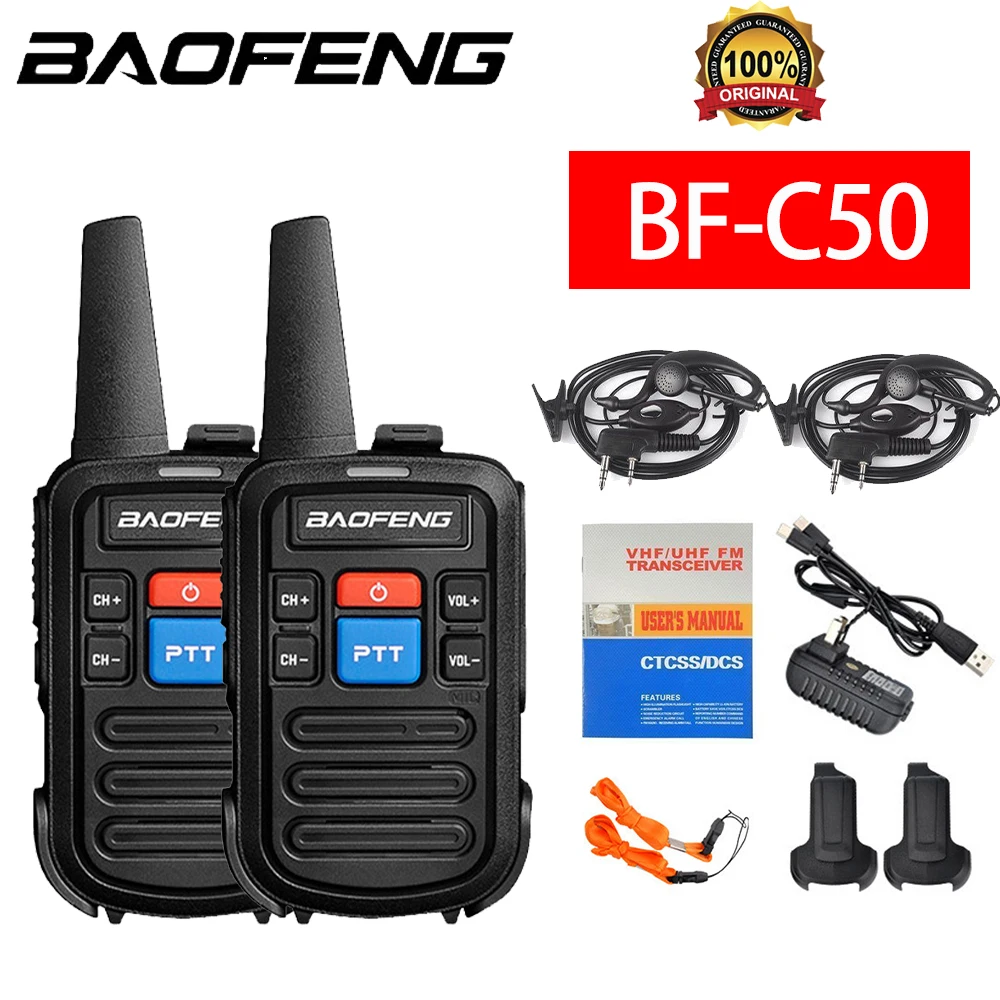 

Baofeng BF-C50 Portable Mini Walkie Talkie 2 pcs Kids Ham Radio Comunicador UHF Dual Band Two Way Radio Transceiver