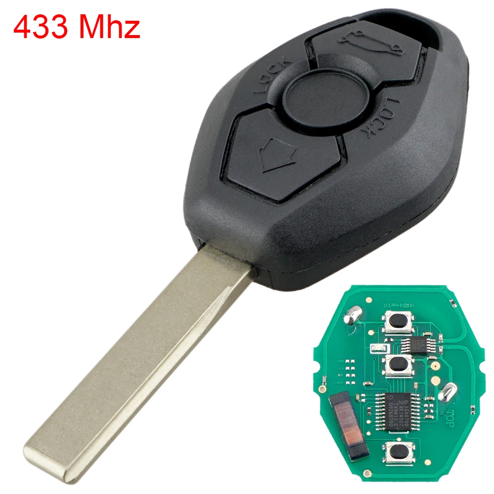 

3 Buttons 433MHz Remote Car Key Shell Case with ID7944 ID46 Chip Fit for BMW CAS2 5 series E46 E60 E83 E53 E36 E38 Car Key Fob