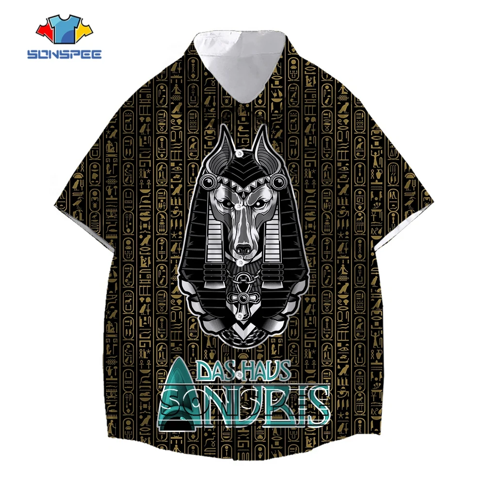 

SONSPEE Ancient Egyptian 3D Print Classical Eye of Anubis Harajuku Hawaii Shirt Men Women Hip Hop Oversize Short Sleeve Blouse