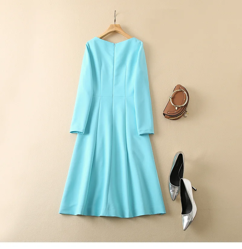 Princess Kate Middleton Luxury Elegant Dress Women Long Sleeve Spring Fall Pockets Designer Office Lady Formal Casual Dresses