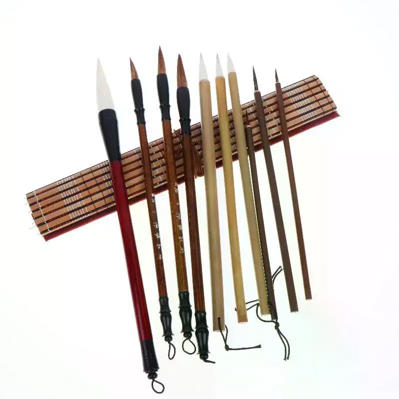 10Selected Chinese Brush Set Professional Level Calligraphy/Chinese Painting Brush Comes With A Portable Storage Bag