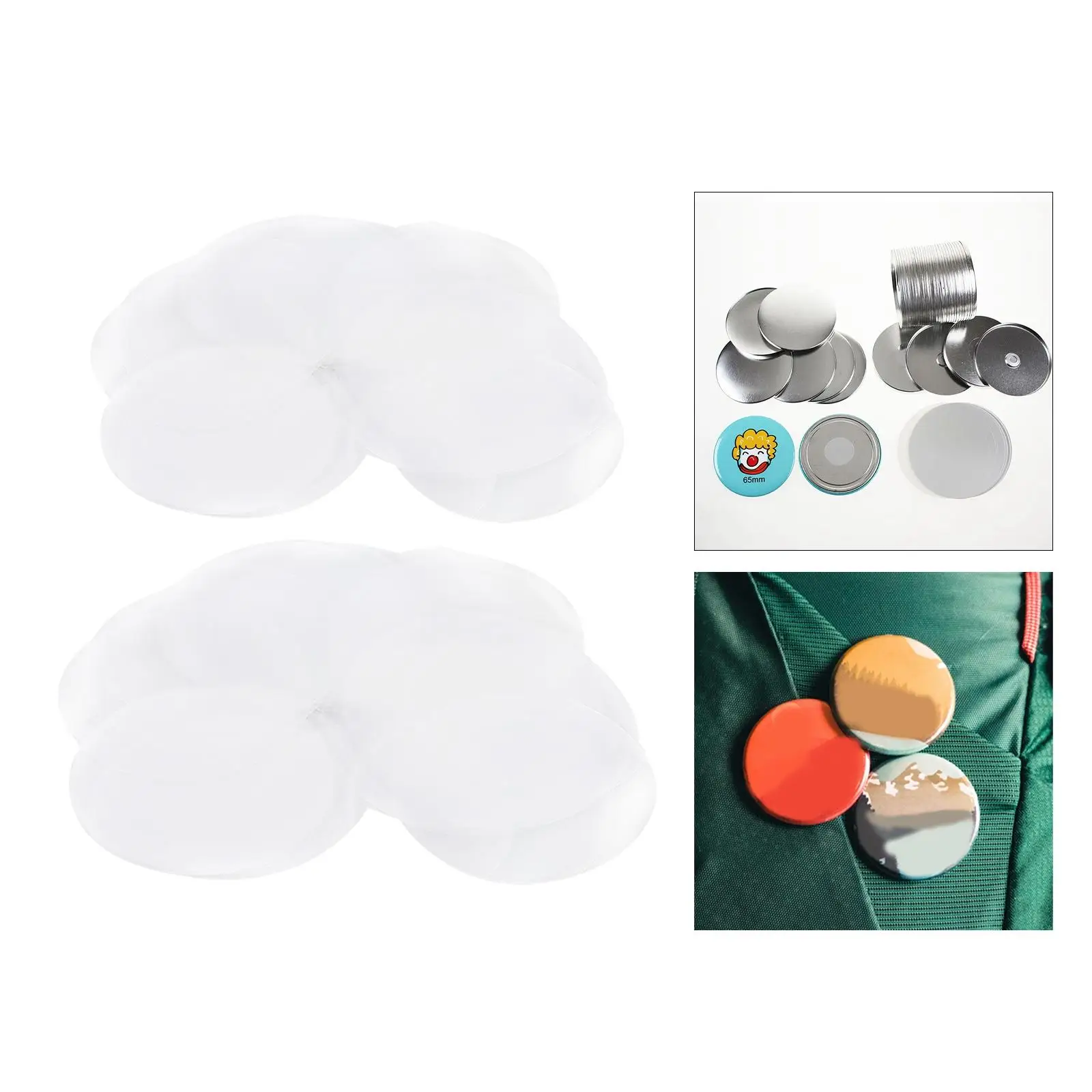 100Pcs Mylar Film Cover Badge Blank Components Plastic Machine Buttons Maker