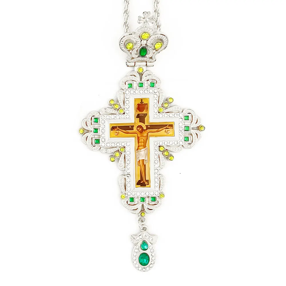 HTISOK Orthodoxes Jesus-Kreuz-Anhänger mit Kette aus Zinklegierung, religiöser Schmuck als erschwingliches christliches Halsketten-Geschenk – Detail 15