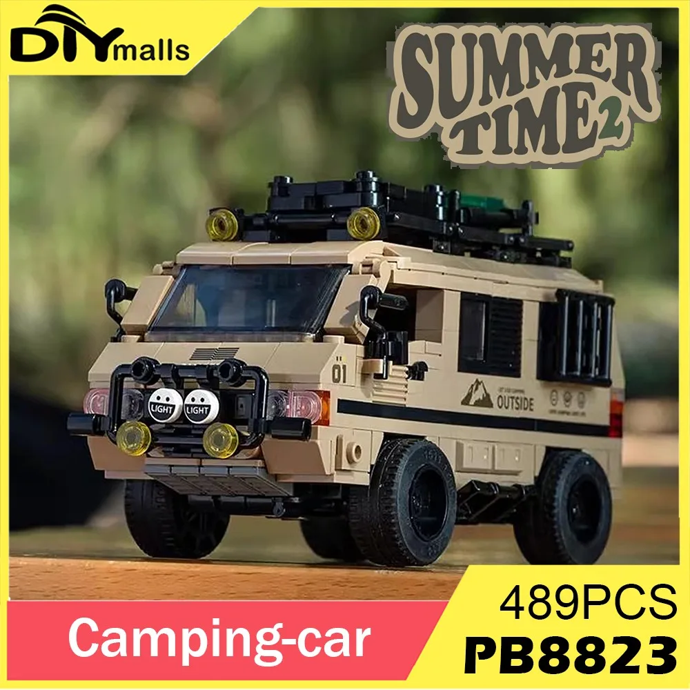 

PB8823 MOC City Delicaed Camper Van RV Автомобильные строительные блоки Скорость Внедорожный автомобиль для кемпинга Кирпичи Дисплей Коробка Гаражные игрушки Подарки