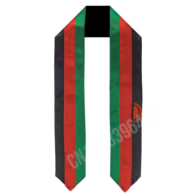 

Malawi Flag Scarf Top Print Graduation Sash Stole International Study Abroad Adult Unisex Party Accessory