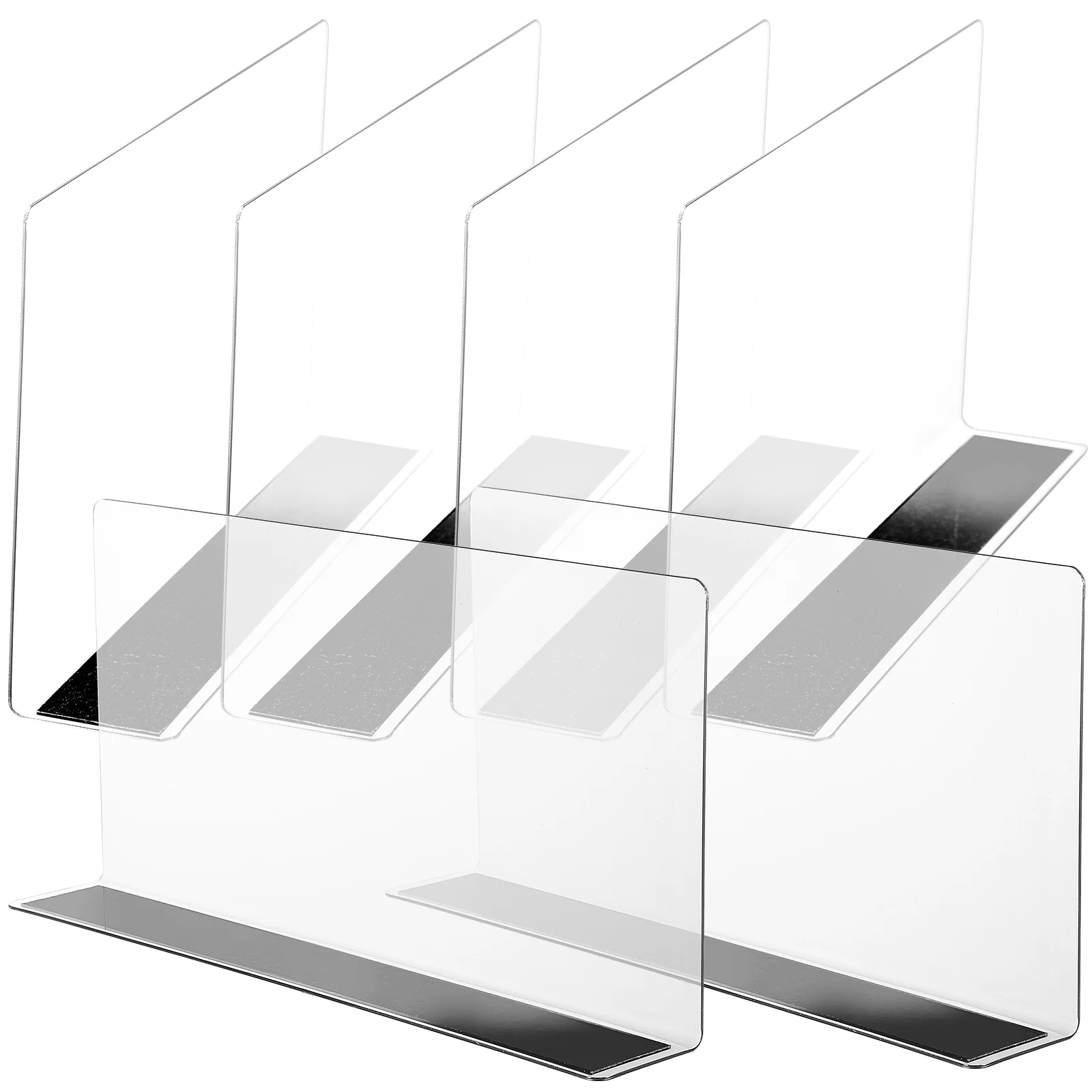 

6 Pcs Dividers Clear Book Shelf Classification Plates Wardrobe Supermarket Separator Bookends