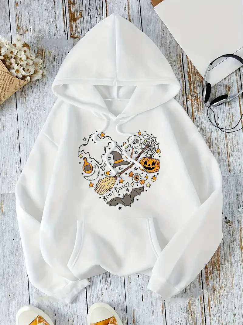 2024 Winter Love Halloween Printed Women\'s Sweater Kawaii Autumn Women\'s Sweater Fashion New Women\'s Clothing