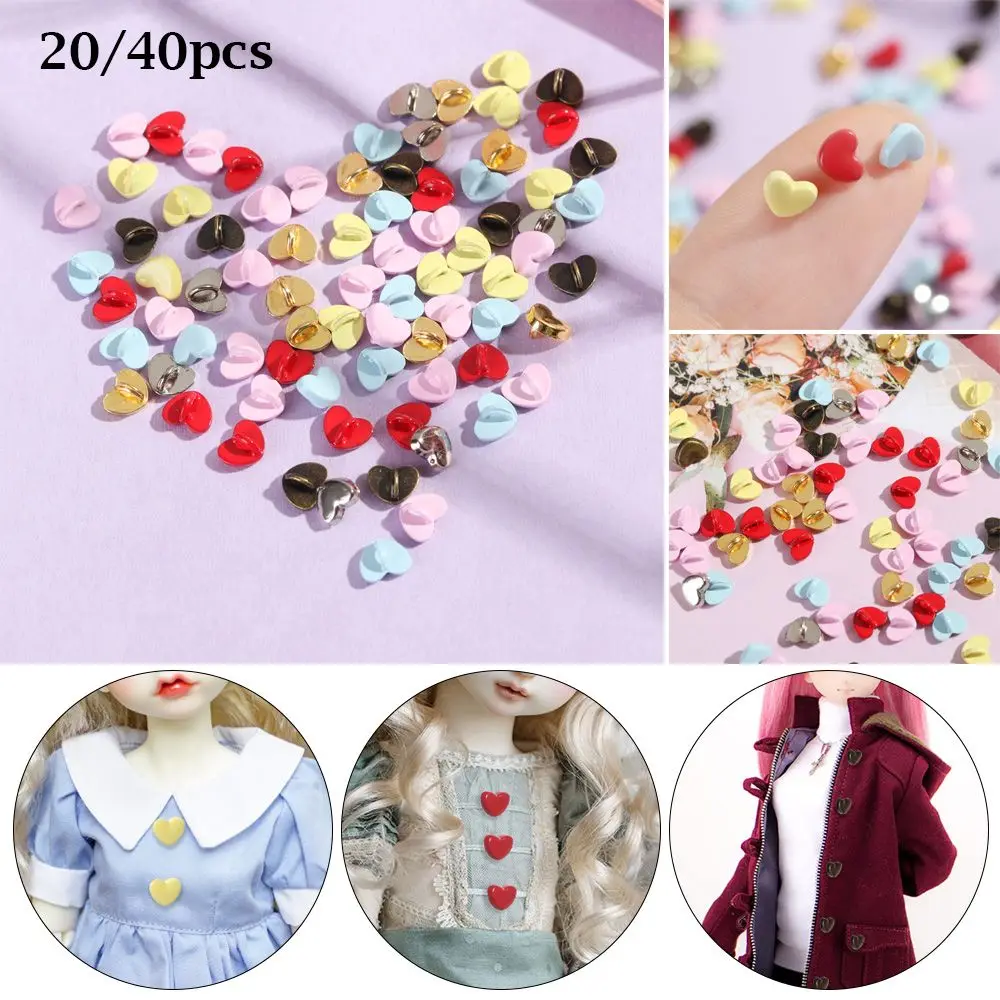 20/40pcs Accessories Heart Pattern Decoration Craft DIY  Clothes Metal Buckles Clothing Sewing Buckle Mini Buttons