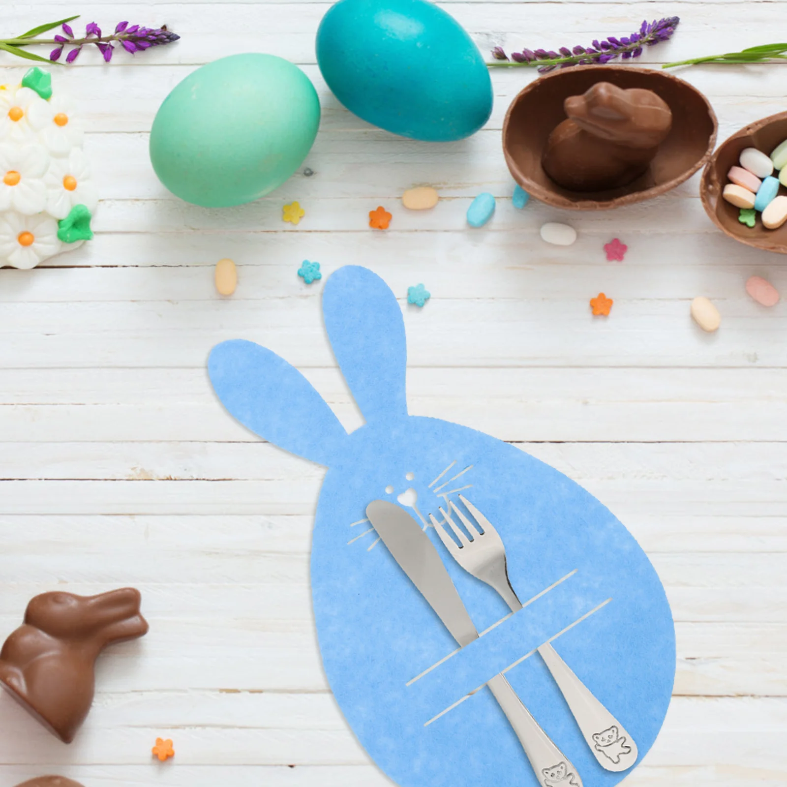 

12pcs Rabbit Head Cutlery Covers s Bunny Shaped Tableware Bags Storage Easter Themed Decorative Holder Kitchen Storage