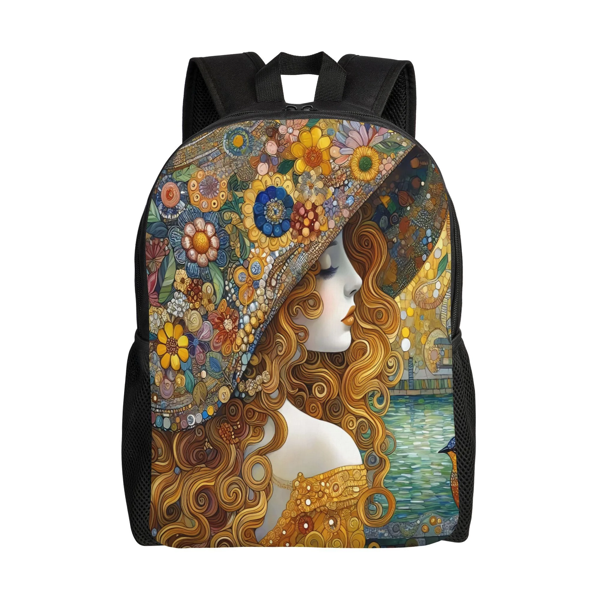 

Stylish and versatile large-capacity backpack for leisure sports travel, featuring paintings by Gustav Klimt
