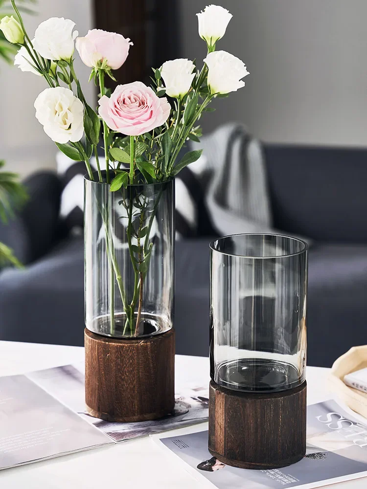 New Chinese glass vase water raising flowers dried flowers horse drunk flower aliving room desktop model room decoration