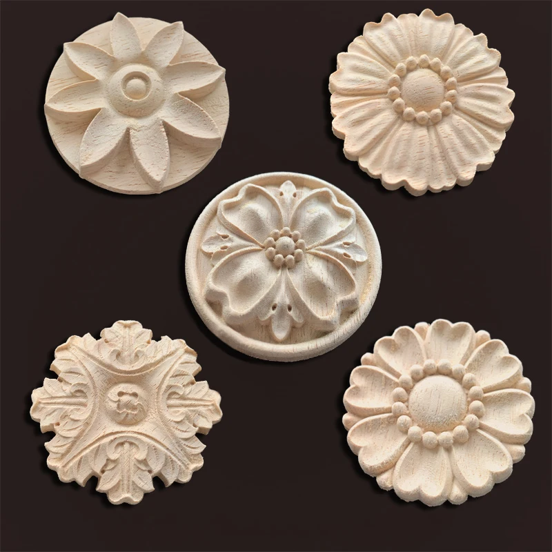 Wood Carving Onlays Appliques Wood Figurines Decor Living Room Home Decor Furniture Wood Decoration Wood Decal Vintage Figurines