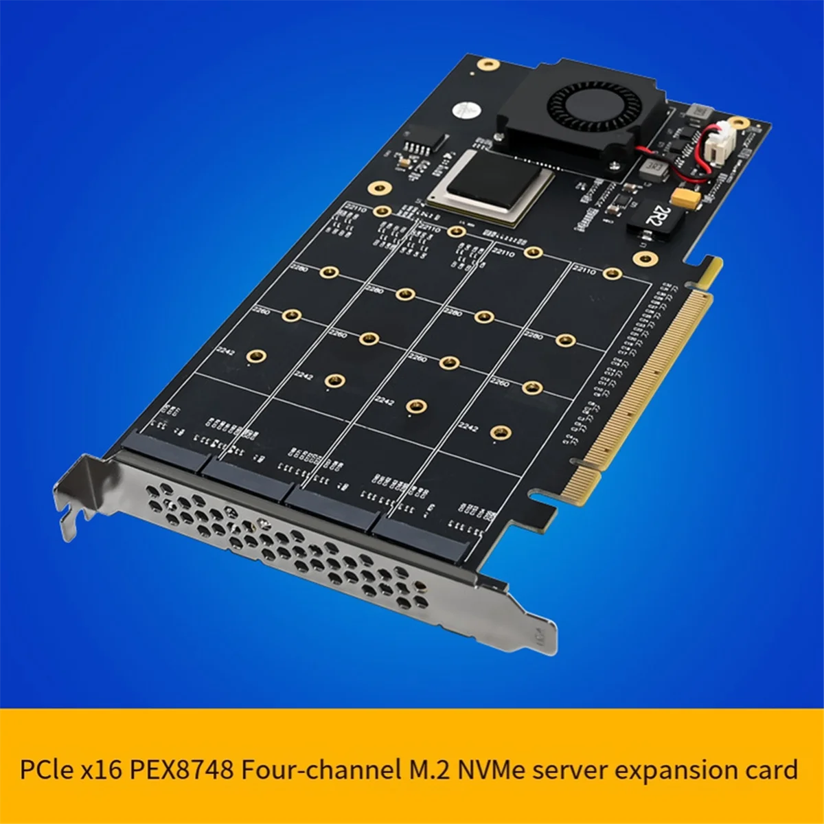 A52TServer Expansion Card ST5110 PCIe X16 PEX8748 Quad Channel NVMe Server Grade Storage Expansion Card