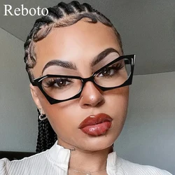 Unique Sexy Cat Eye Eyeglass Frames For Women Fashion Polygonal Decorative Glasses Ladies Computer Optical Spectacles Eyewear
