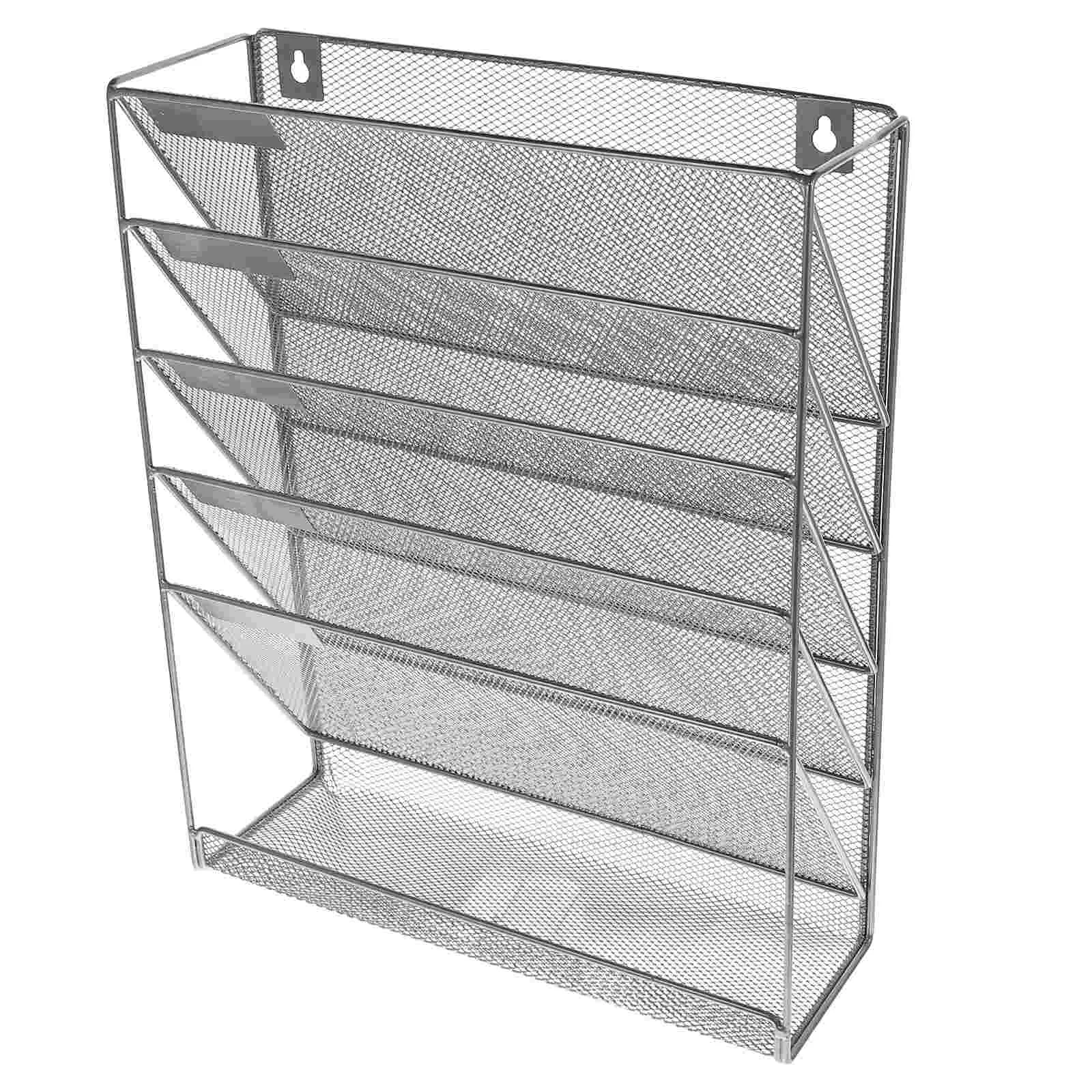 Document Stand Storage Rack File Container Organizer Holding Office Holder Shelf Silver