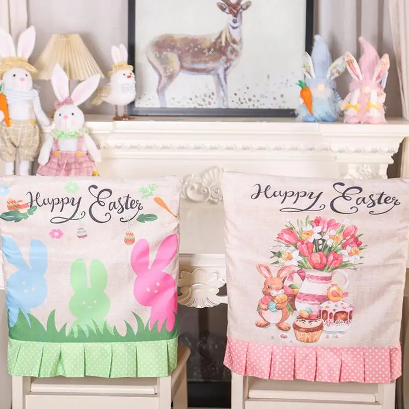 Easter Chair Slipcover Decorative Easter Seat Chair Sleeve For Spring Holiday Themed Decorations Slipcovers For Weddings