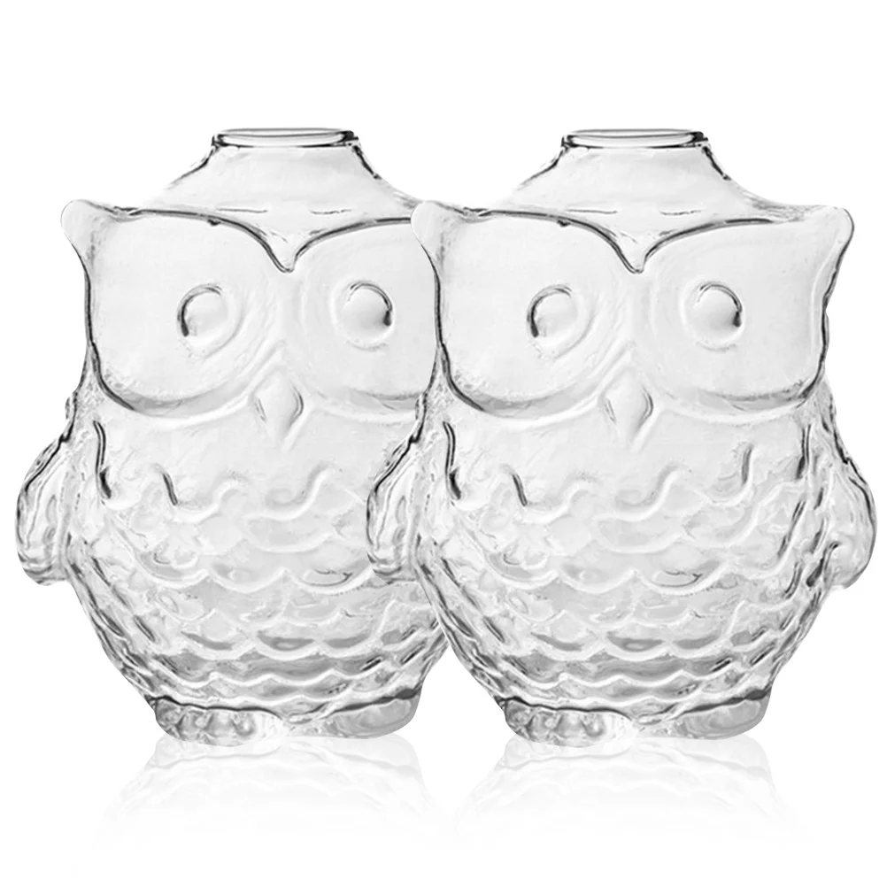

2Pcs Creative Owl Shape Glass Vase Elegant Flower Display Jar for Home Garden Office Hydroponic Plants Arrangement