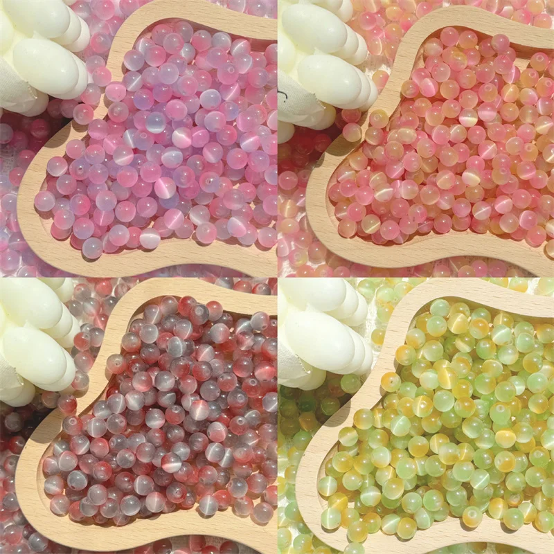 NEW 6/8/10MM Two Tone Cat Eye Natural Stone Beads beaded Handmade For Jewelry Making Bracelet Necklace Accessories