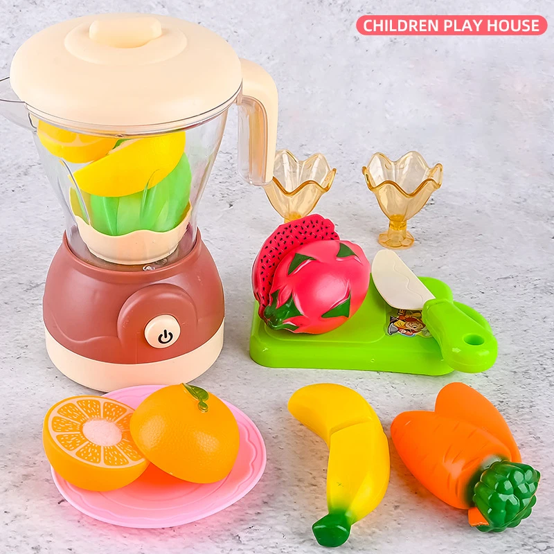 Children Play House Toys Kitchen Fruit Juicer Cut Fruit Girls Kitchenware Simulation Small Appliances Toy Fun Interactive Games