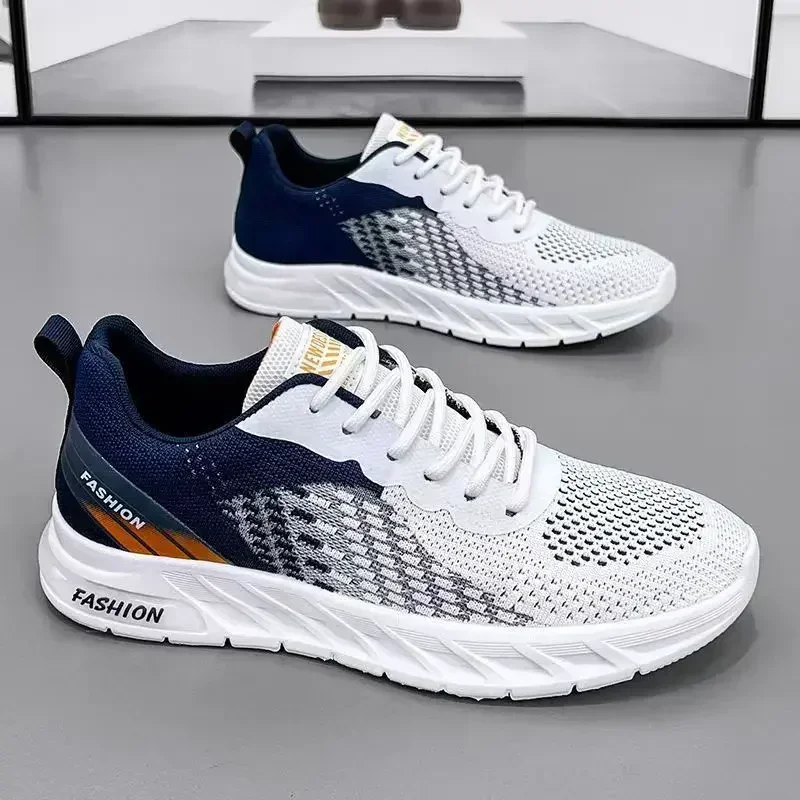 Chaussures de course respirantes en tricot pour hommes, baskets de sport, coussin, salle de sport décontractée, baskets athlétiques, jogging en plein air, chaussures de tennis