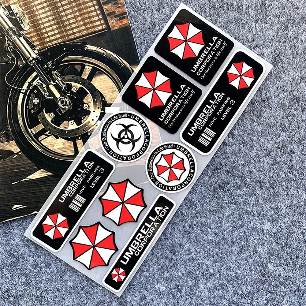 دراجة نارية ملصقات عاكسة المقيم الشر مظلة بريرا شعار سيارة مرآة الرؤية الخلفية خوذة مربع خلفي مقاوم للماء ديكور الشارات