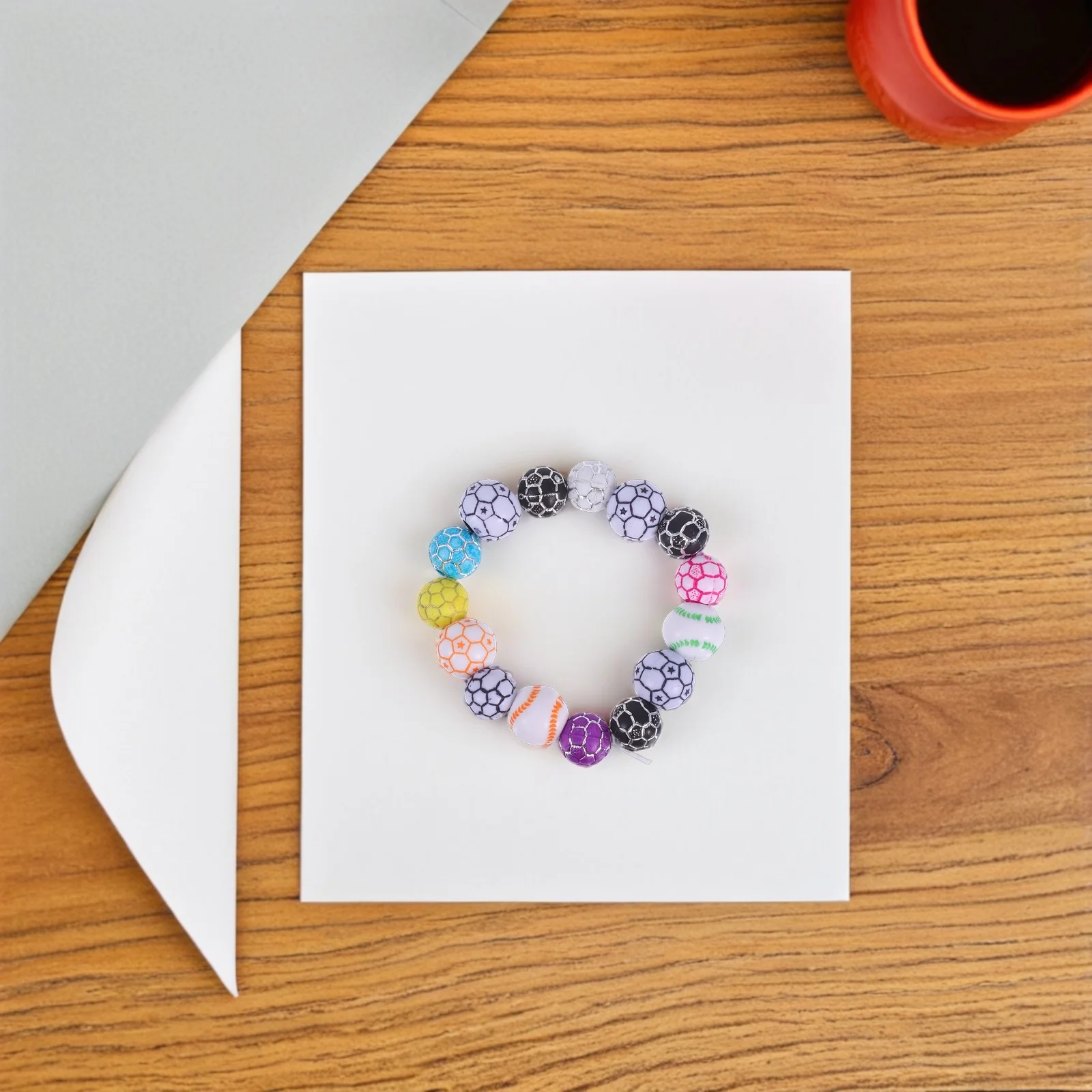 

Beads Sports Theme Baseball Crafts Acrylic DIY Beaded Basketball Charms for Bracelets Kit Clips Volleyball