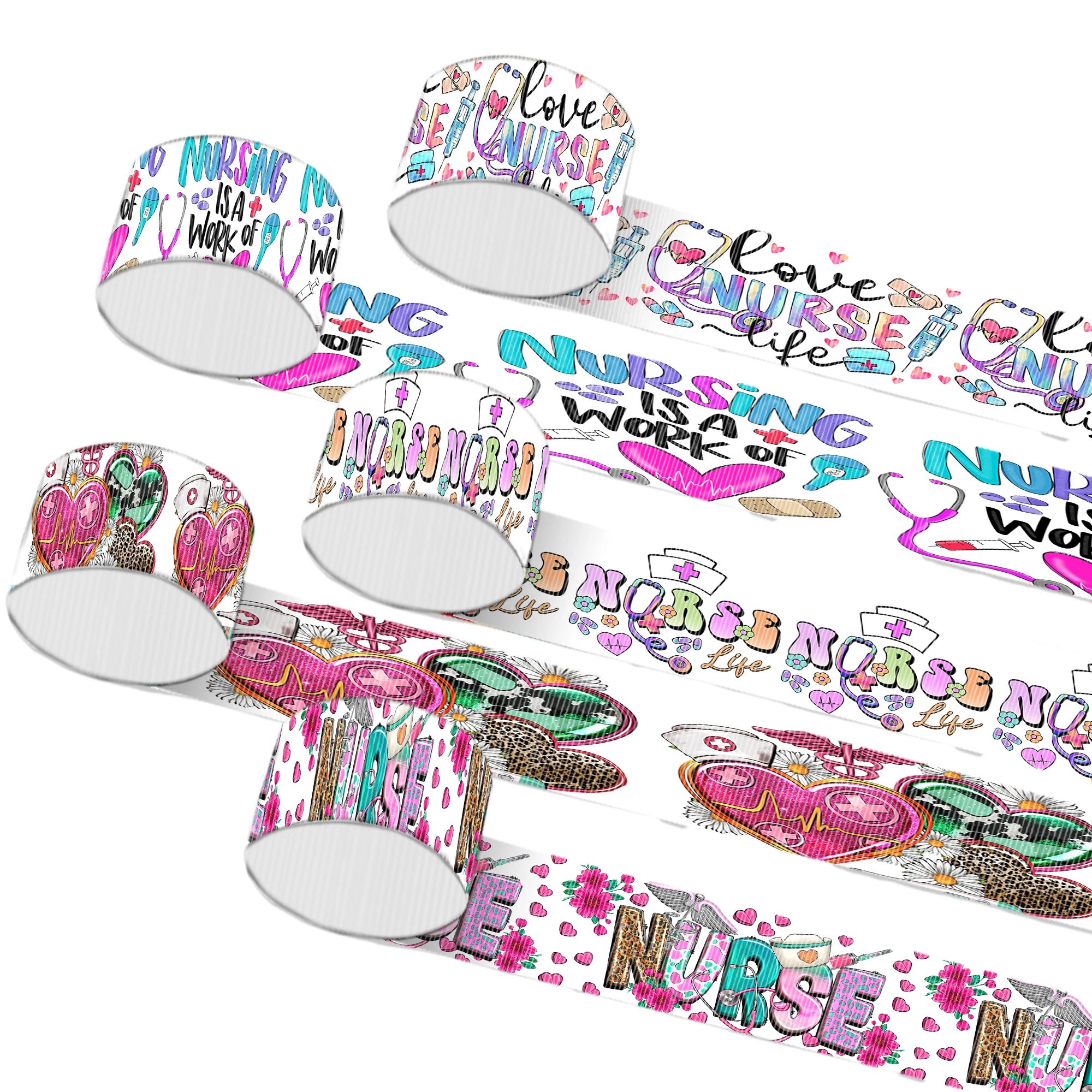 1 Rollo, 1 Pulgada/25 mm X 5 Yardas/rollo, Cinta de Grosgrain con Diseño de Corazón y Latido