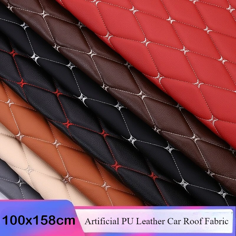 

Faux Leather Fabric Thick Quilted Car Roof Material Embroidery Upholstery Fabric Bedside Leather Door Sponge Trim Decoration