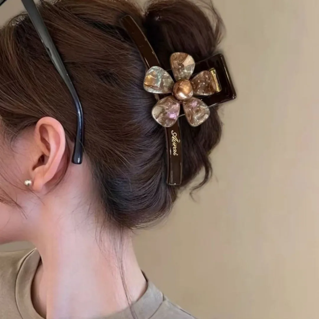 Korean Spring and Summer New Aurora Smudge Big Flower Grab Clip Fashion Light Luxury High-End Versatile Back Head Hair Disc