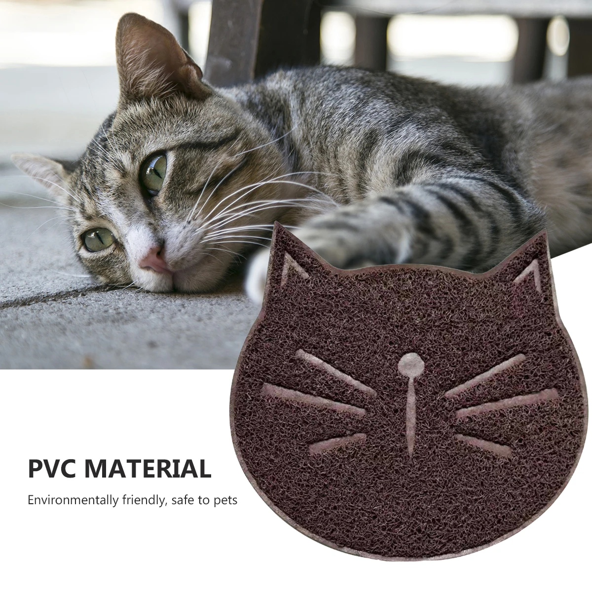 

1Pcs Cat Litter Mat Premium Non-Slip Cat Face Shaped Mat for Wood Floors Protection Wear Resistant Easy Storage Pet Supply