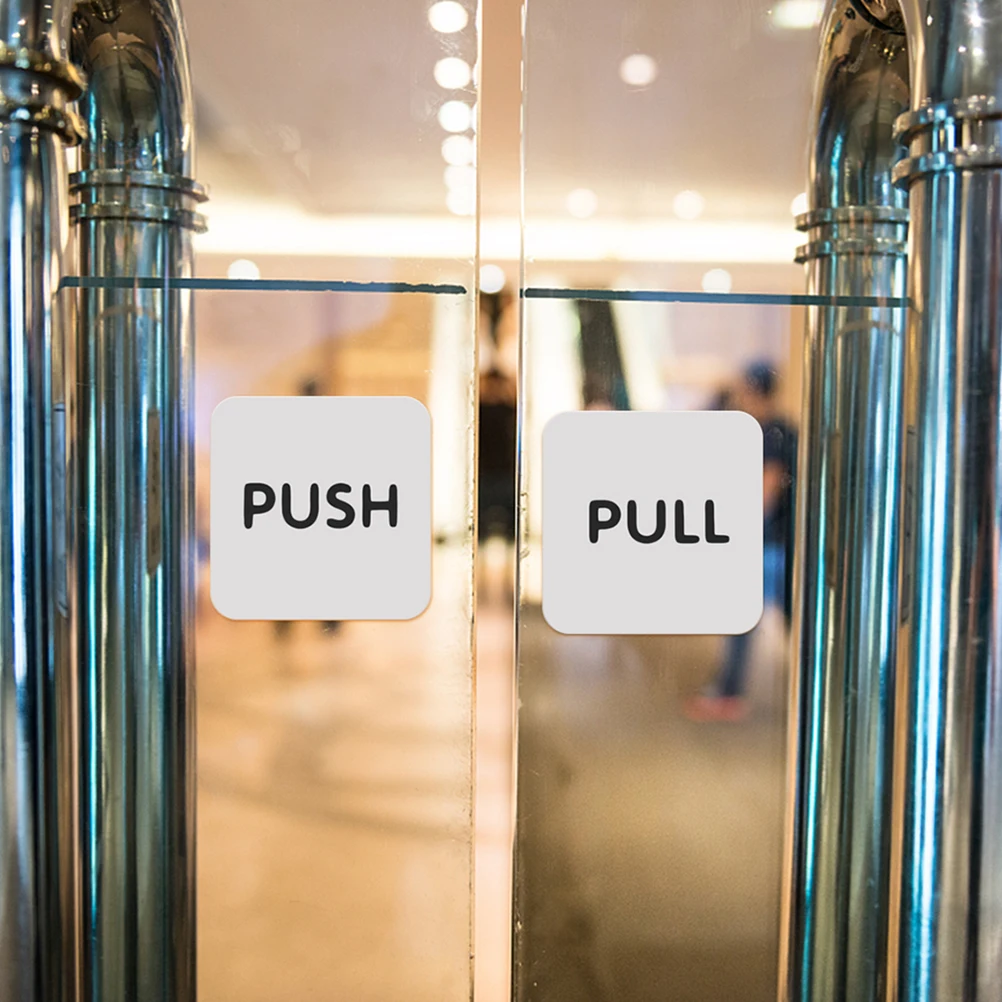 

2 Pairs Logo Sticker Door Sign Acrylic Push Pull Signs Sliding Doors Office Stickers Handle