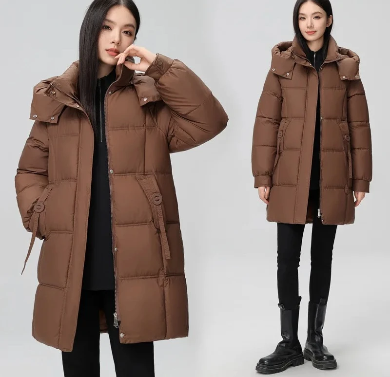

New Winter Women Jacket Mid Long Hooded Parka Cotton Padded Jacket Female Parkas Loose Casual Warm Outwear
