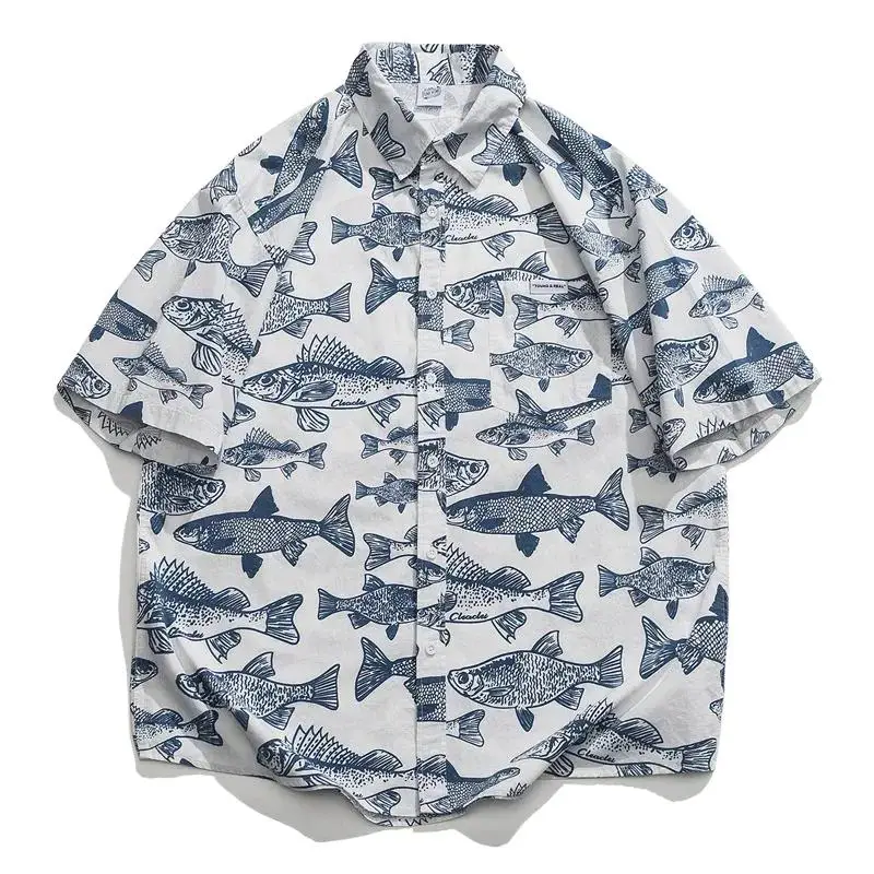 

DAVIDSHAO Роскошная пляжная одежда отличного качества, европейский размер, рубашка с короткими рукавами в гавайском стиле в стиле ретро для мужчин и женщин