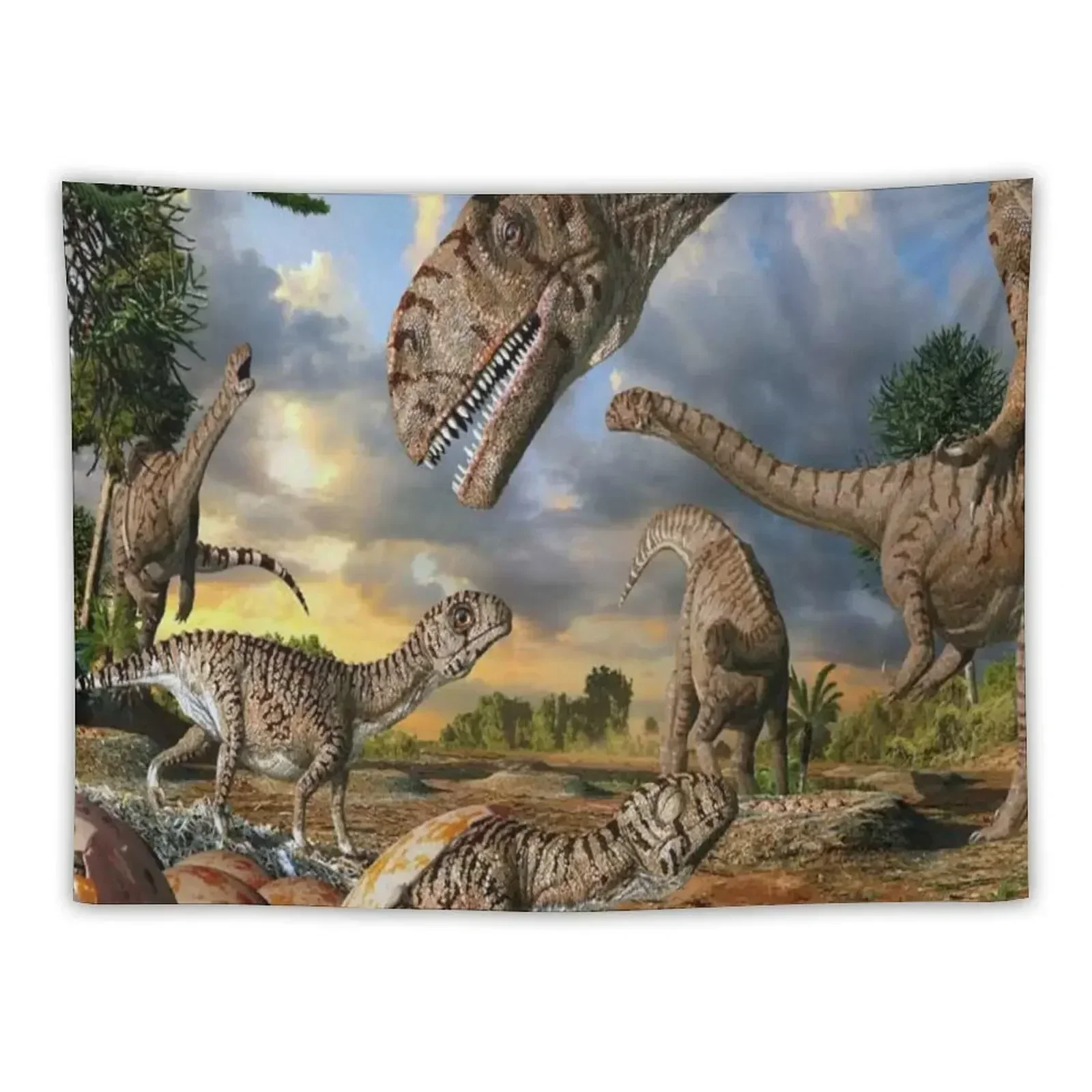 Jurassic Dinosaurs playing Tapestry Room Decorator Home Decor Aesthetic Room Decoration Korean Style Tapestry