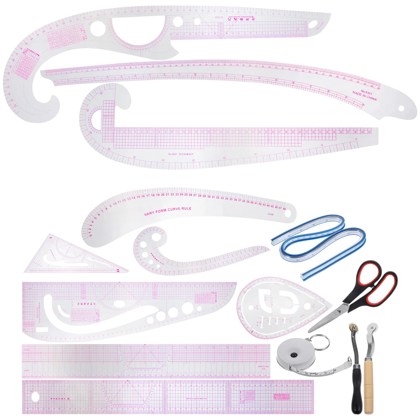 15 Pieces Clothing Ruler Set Tailor Tools French Curve Sewing Supplies Quilting Rulers Pattern Making Measuring Instruments