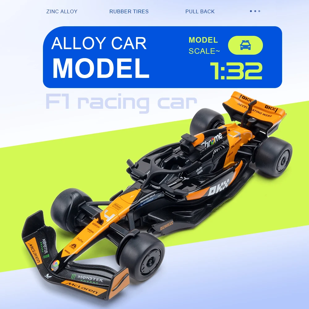 

Модель гоночного автомобиля F1 1:32, игрушки из сплава, литые под давлением, миниатюрные спортивные автомобили, резиновые шины с акриловым пылезащитным чехлом, идеальные подарки для детей