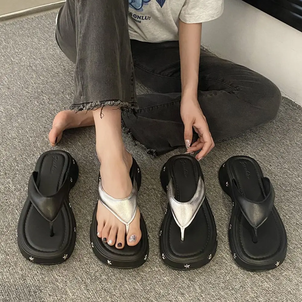 بلون Y2K منصة الوجه يتخبط لينة تو الربيع نعال شاطئ النساء عدم الانزلاق إيفا سميكة سوليد النعال النساء