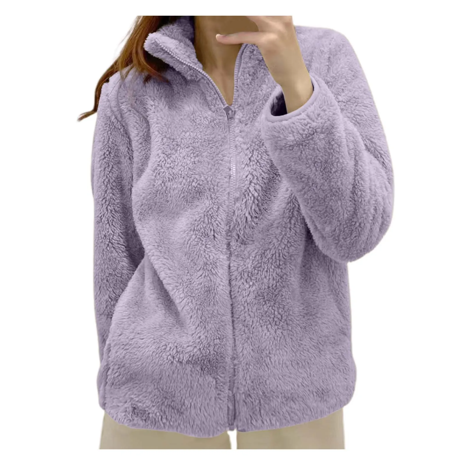 2024 neue koreanische Stil Mantel Frauen Herbst Winter Frauen lange Plüsch Fleece Reiß verschluss Jacke Frauen Pelz Strickjacke warme Jacke Mantel