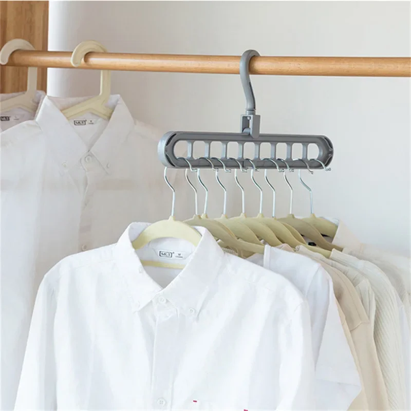 Nine-hole Hanger Multi-functional Nine-hole Rotating Hanger Folding Clothes Drying Storage Rack Pants Hanger  Clothes Hangers