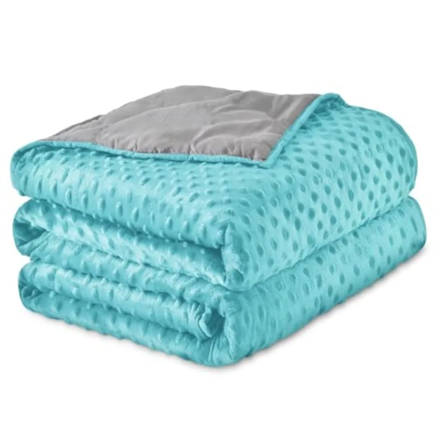 

30LB Weighted Blanket for Adults 86"x 90" Aqua Color 2-Sided Microfiber Blanket with Premium Glass Beads Cooling and Heating Al
