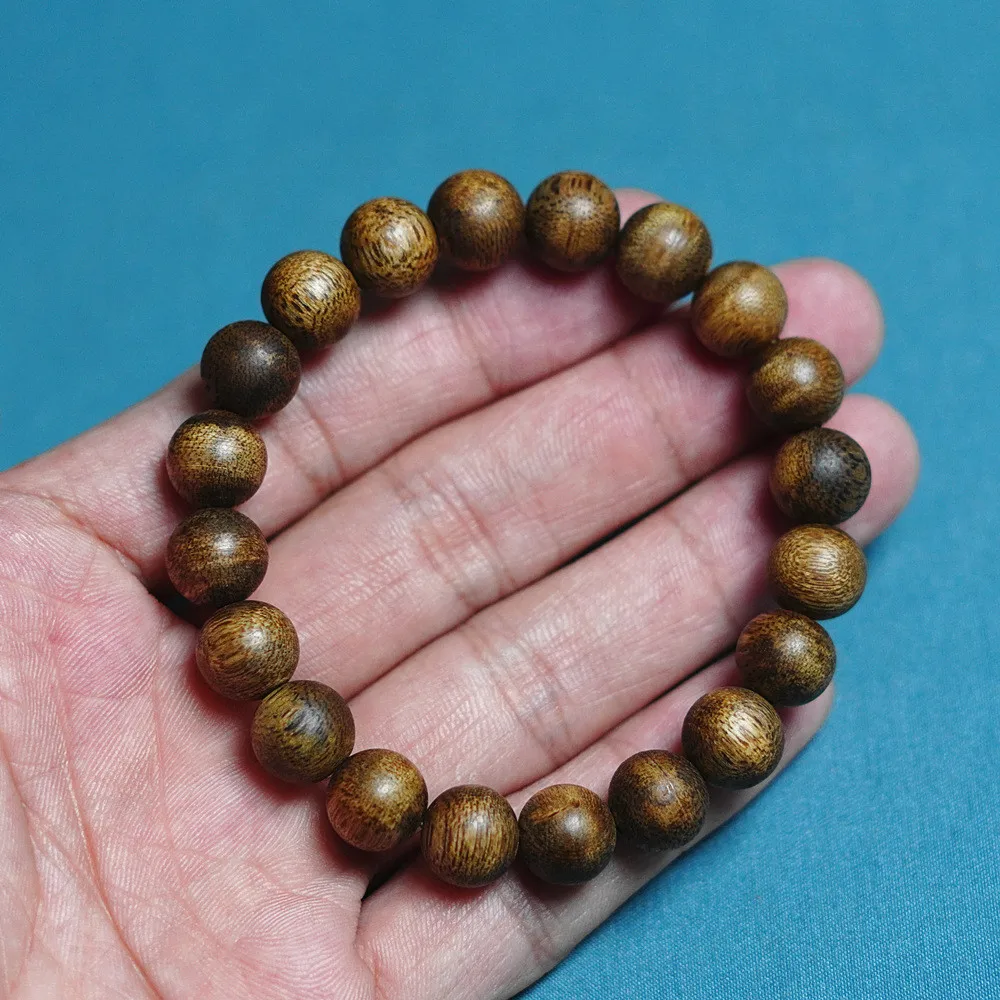 Natural Hainan Yingge Green Agarwood Bracelet, Kyara Bracelet, 10/12mm High Oil, Single-Circle, Handicraft Art Piece, Jewelry